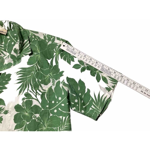 Men's Hawaiian Shirt Royal Creations Hibiscus Panel Green Poly Cotton Large - Picture 3 of 4